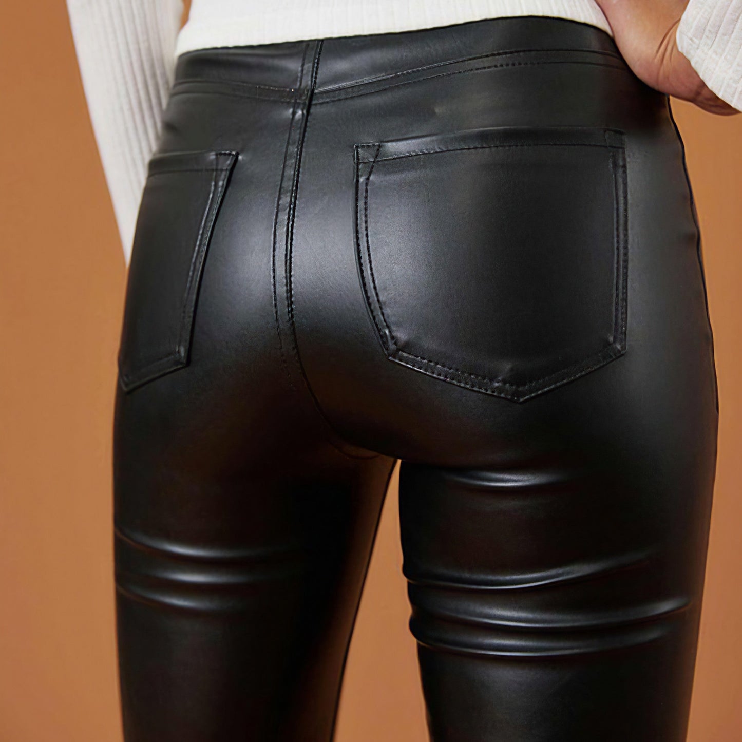 High Waisted Faux Leather Flares