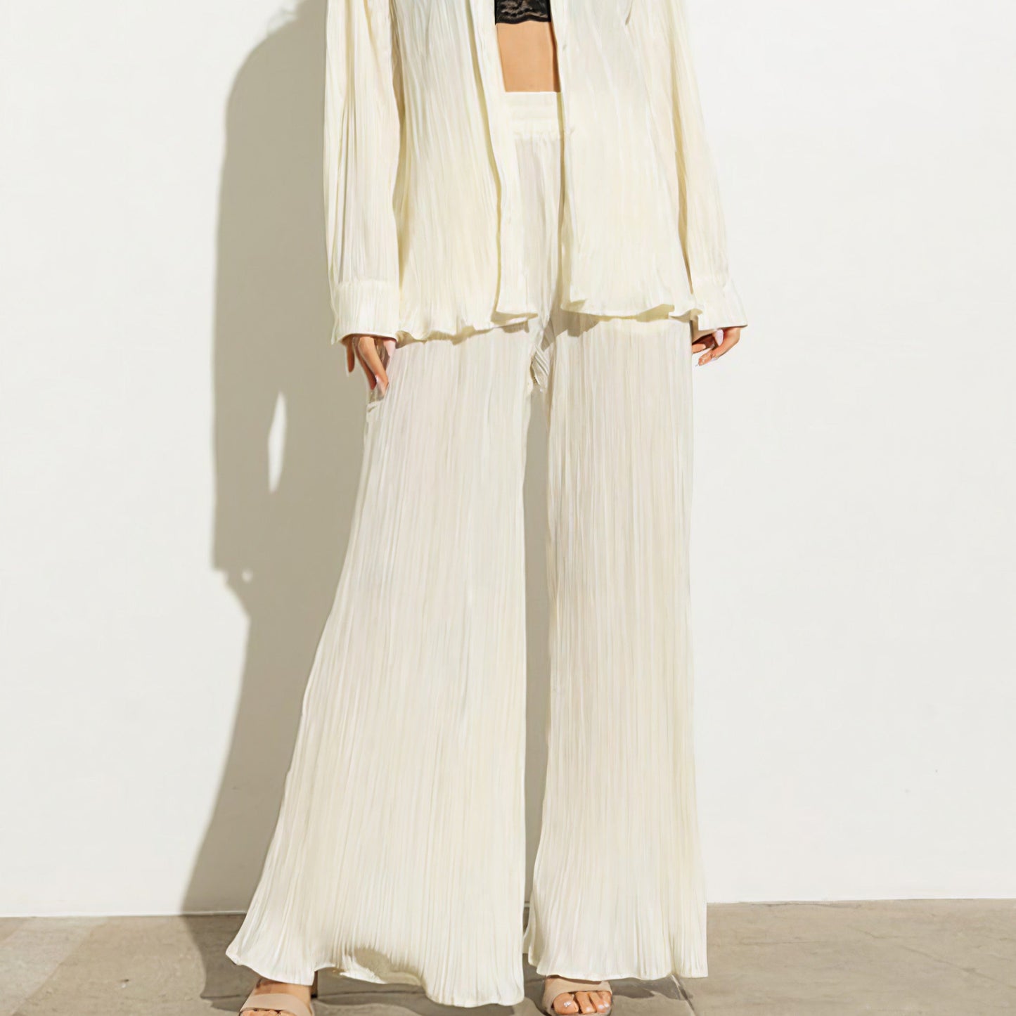 Shimmer Nights Pleated Blouse Pants Set