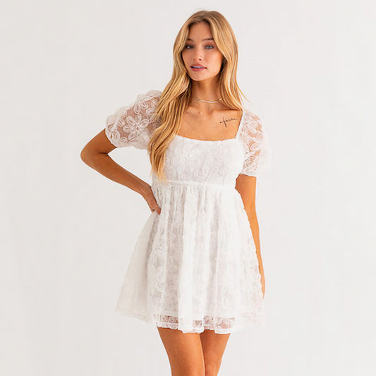 August Floral Puff Sleve Dress