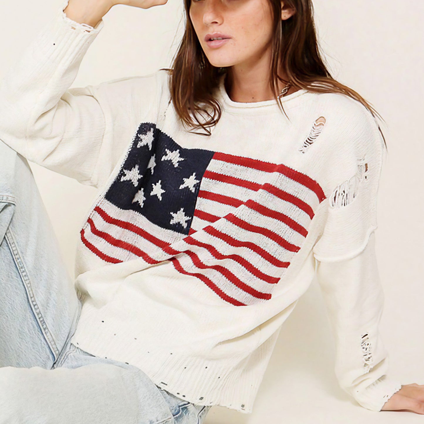 Distressed USA Logo Sweater