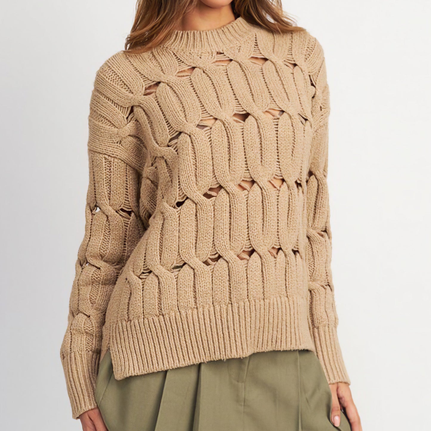 Open Cable Knit Sweater