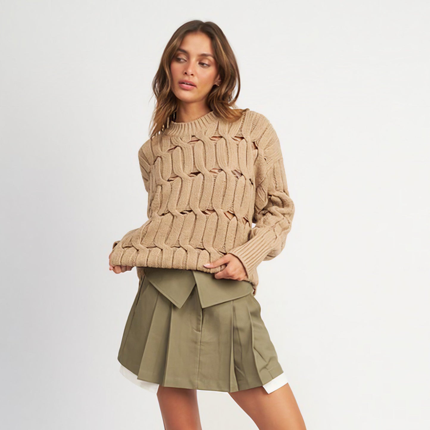 Open Cable Knit Sweater