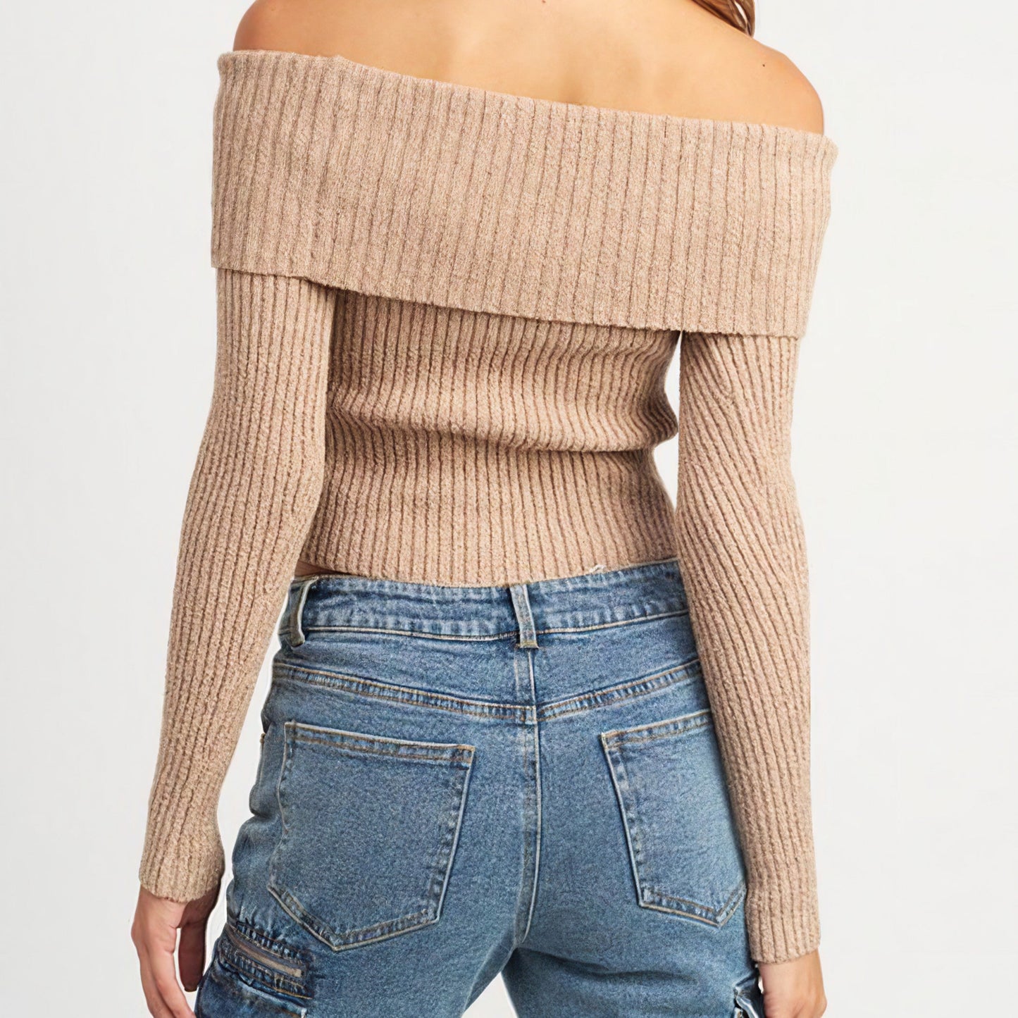 Long Sleeved Off The Shoulder Sweater