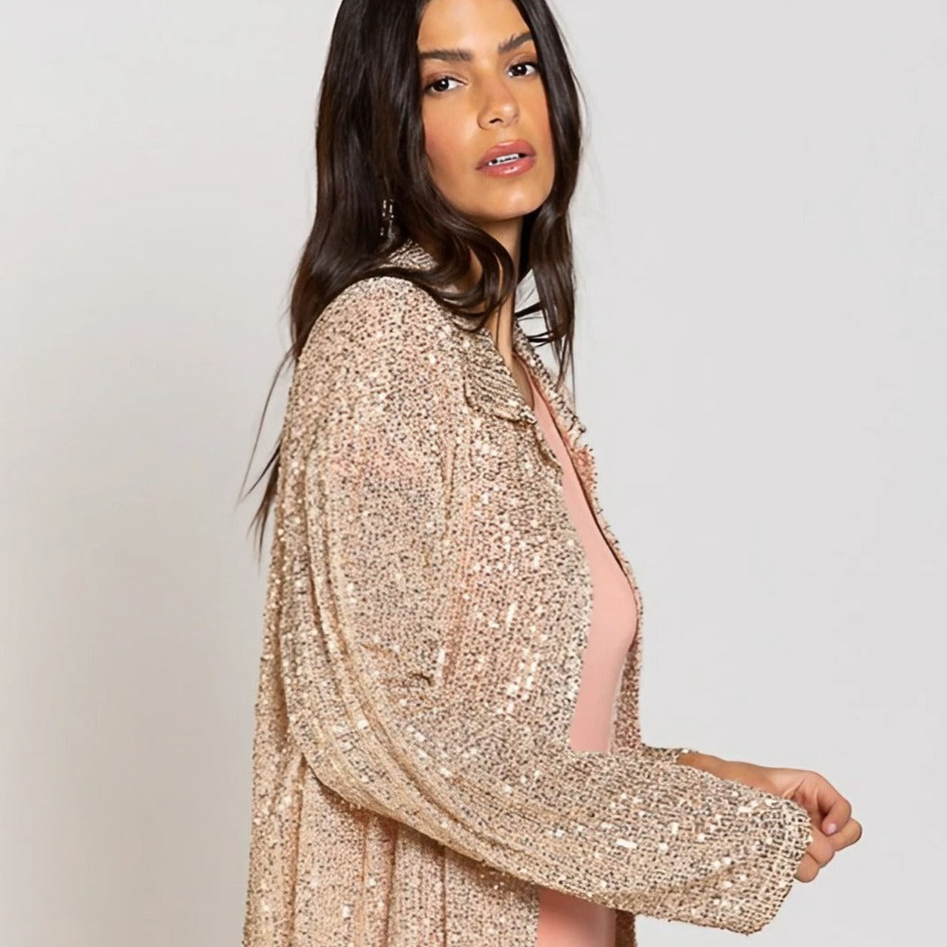 Sequin Button Up