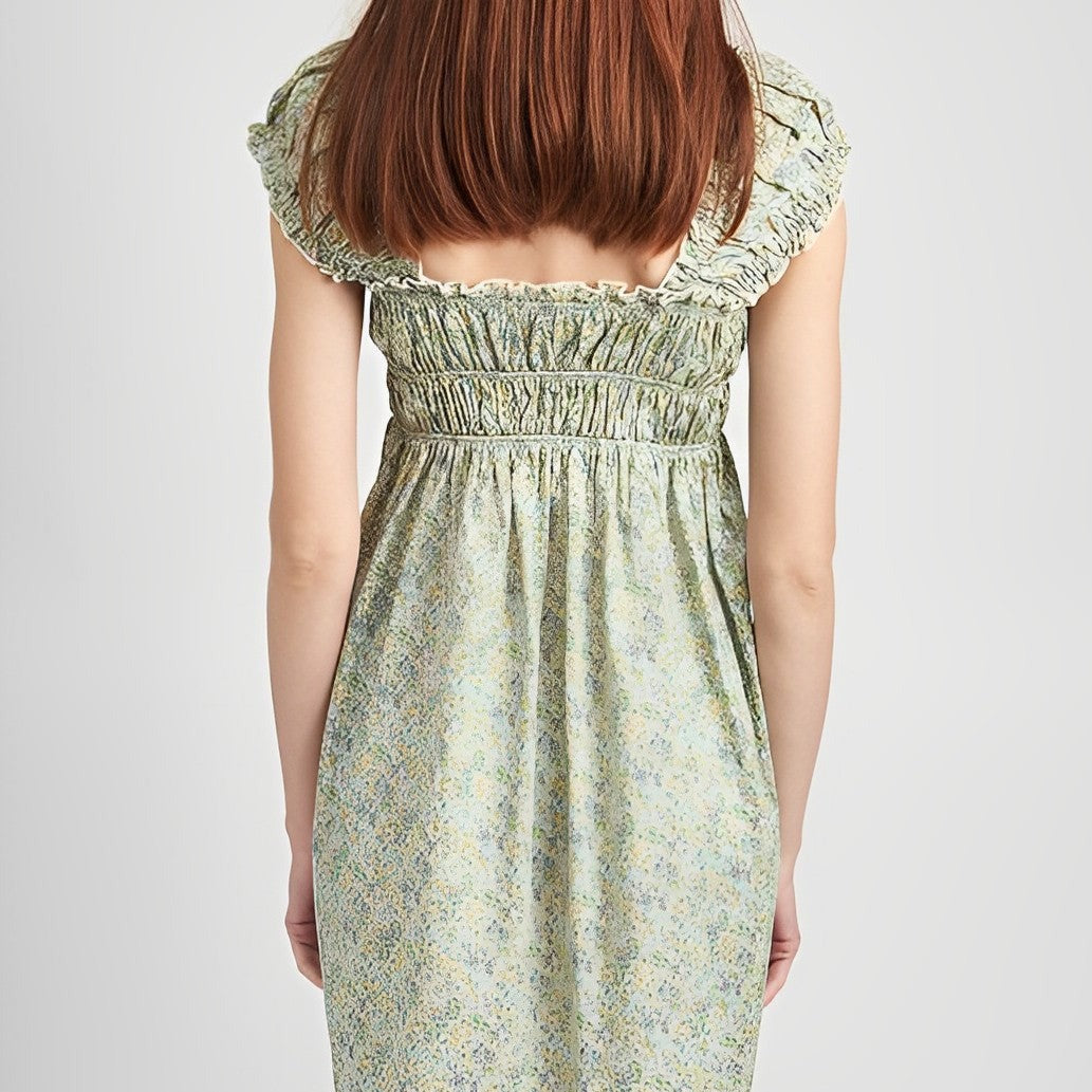Sage Smocked Mini Dress